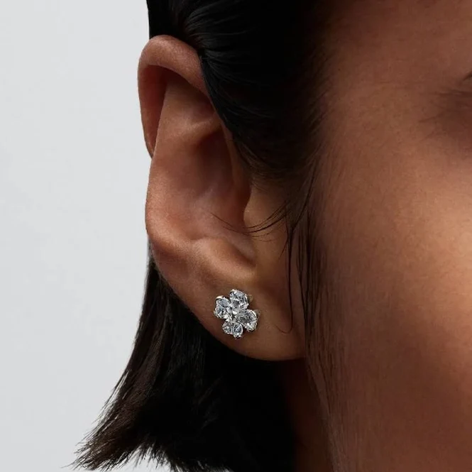 Sparkling Lucky Clover Stud Earrings