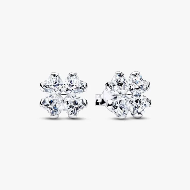 Sparkling Lucky Clover Stud Earrings