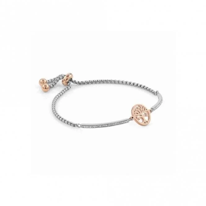 Milleluci Tree of Life Bracelet in Silver with CZ and Rose Gold