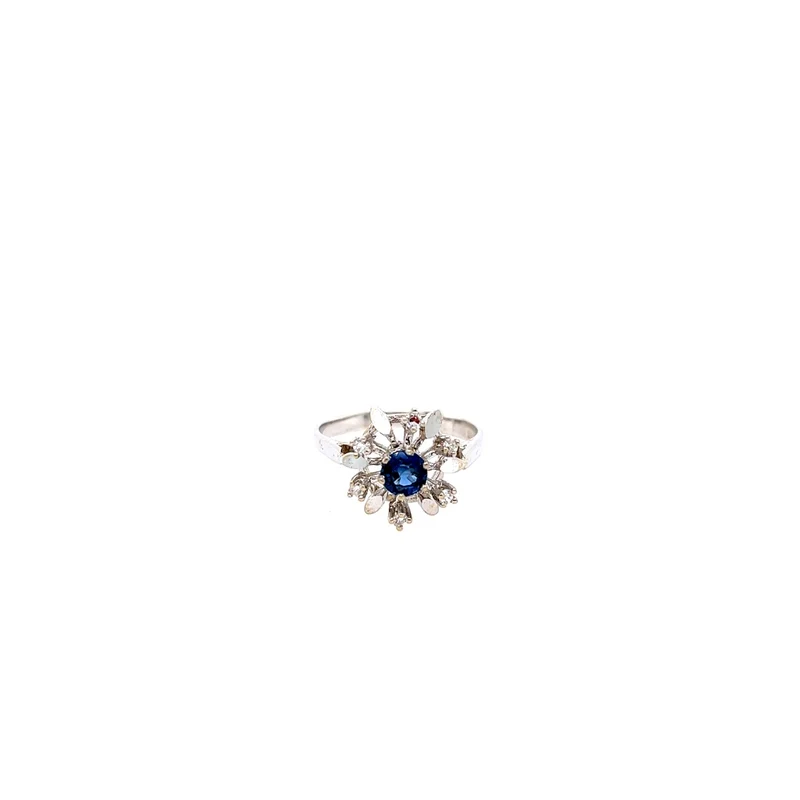 Ring mit Saphir & Brillanten Weißgold 585 - 14 ct.