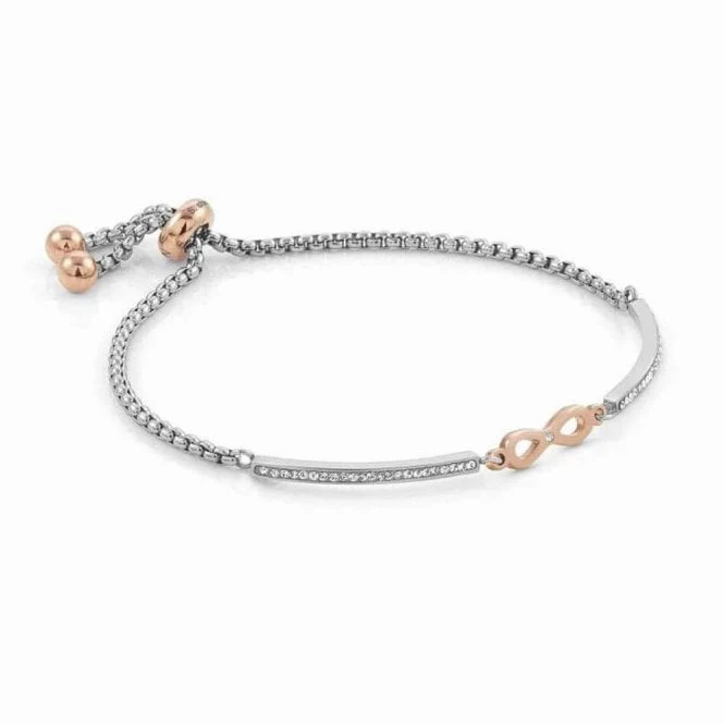 Milleluci Infinity Bracelet in Silver with CZ and Rose Gold