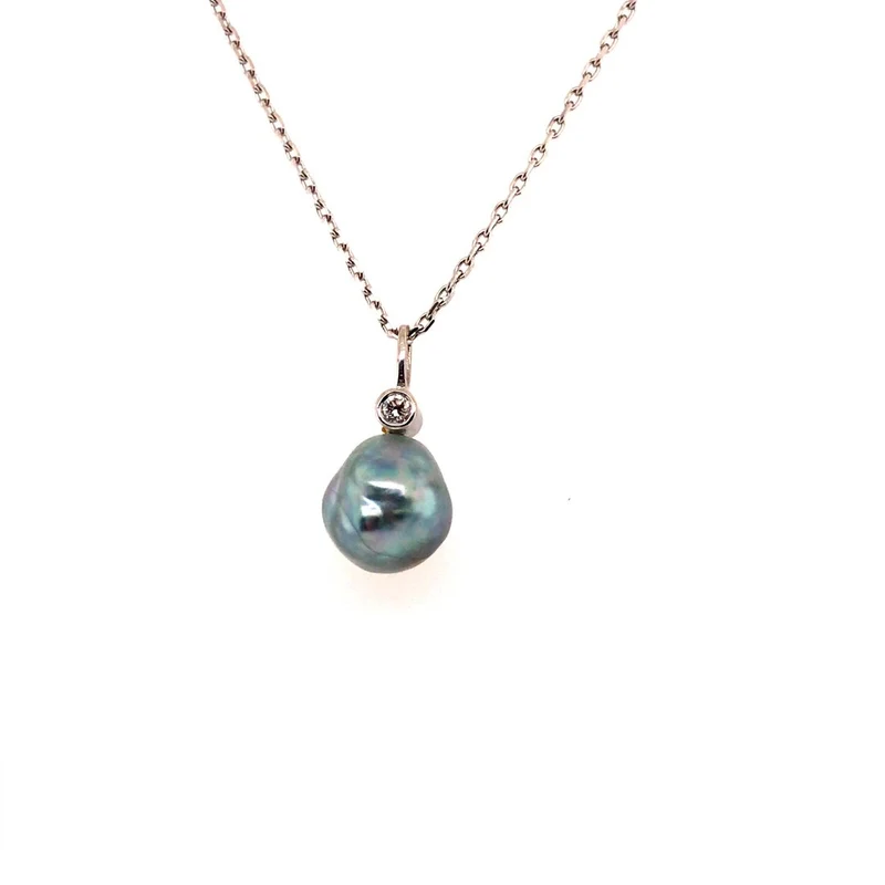 Kette mit Perlen-Anhänger Weißgold 585 - 14 ct.