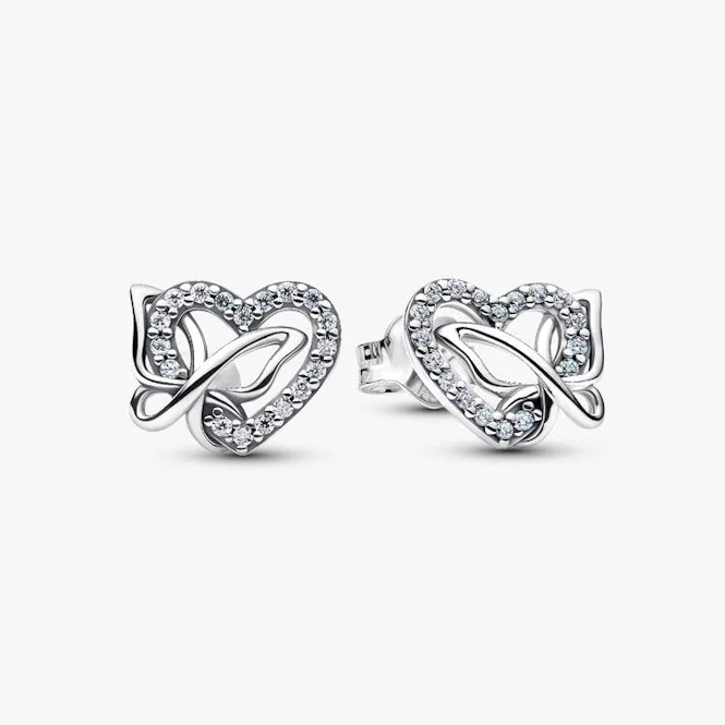 Entwined Heart & Butterfly Stud Earrings