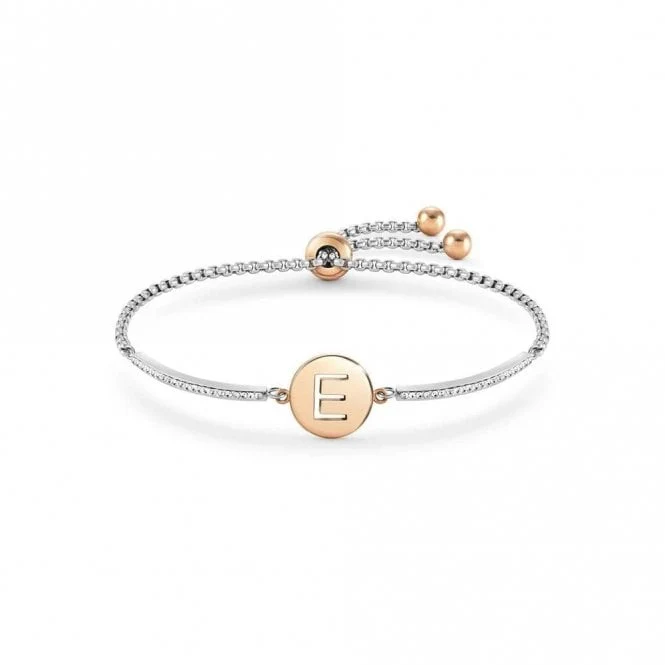Milleluci Rose Gold and CZ Letter E Bracelet