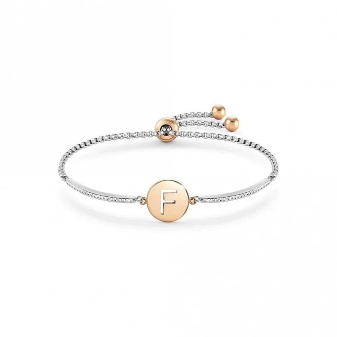 Milleluci Rose Gold and CZ Letter F Bracelet