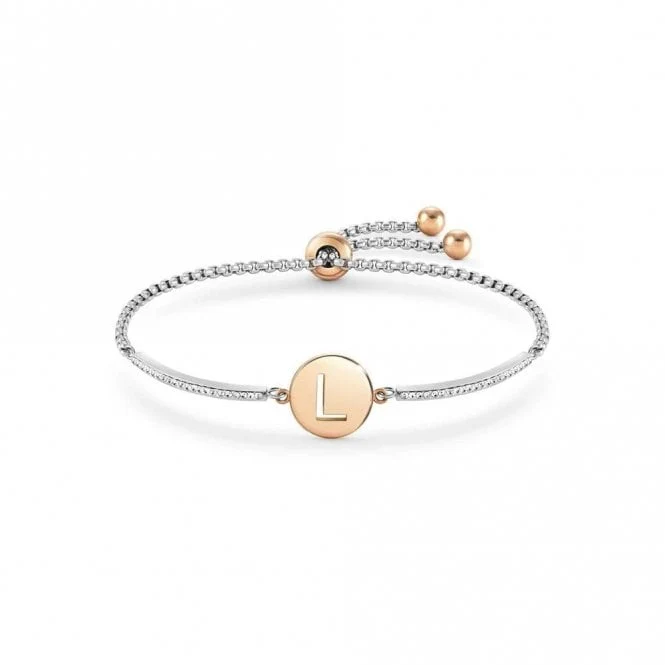 Milleluci Rose Gold and CZ Letter L Bracelet