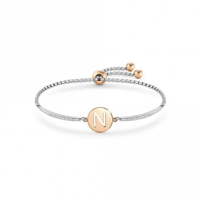 Milleluci Rose Gold and CZ Letter N Bracelet