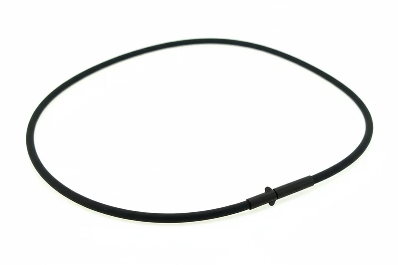 Halsreif Edelstahl Silikon Knotenschmuck mit Druckknopf SILIKON-3,0-sw-Druck