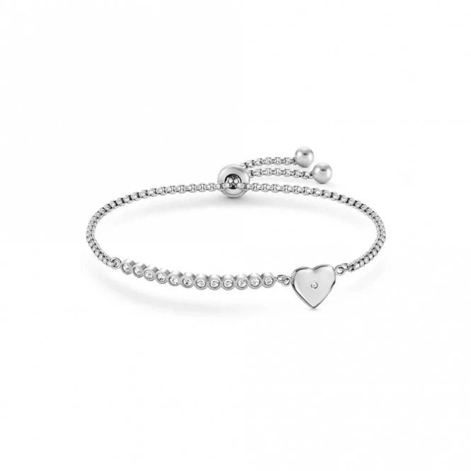 Milleluci Heart Bracelet in Silver with Clear White CZ