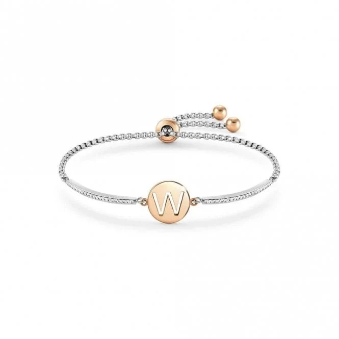 Milleluci Rose Gold and CZ Letter W Bracelet