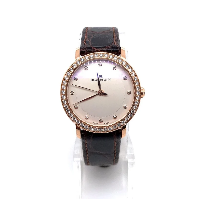 Gebrauchte Luxusuhr Blancpain Villeret Ultraplate Roségold mit Diamantlünette