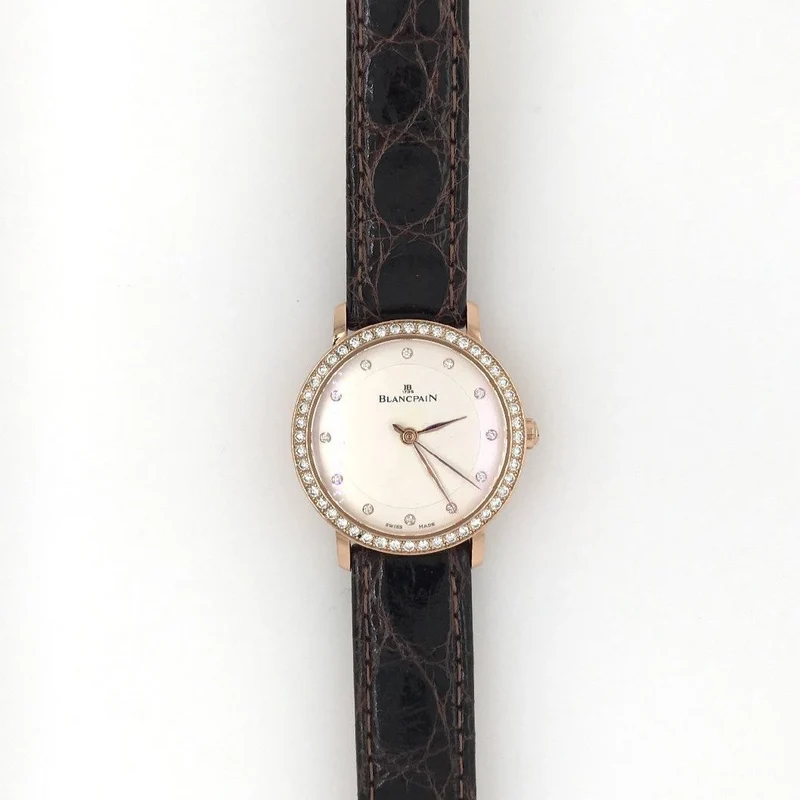 Gebrauchte Luxusuhr Blancpain Villeret Ultraplate Roségold mit Diamantlünette
