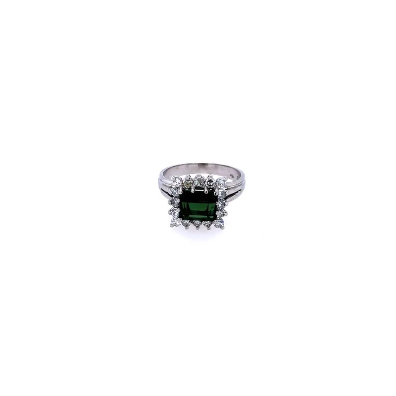 Ring Weißgold 750 mit Turmalin & Diamanten