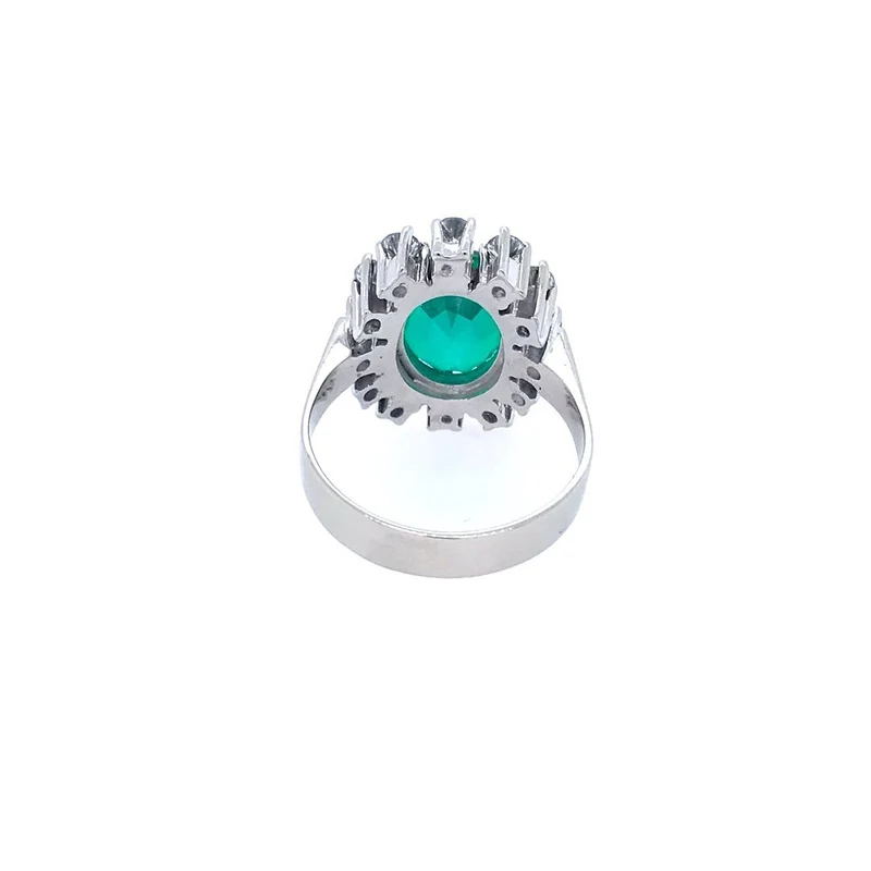 Ring Weissgold 585 mit synthetischem Smaragd & Brillanten