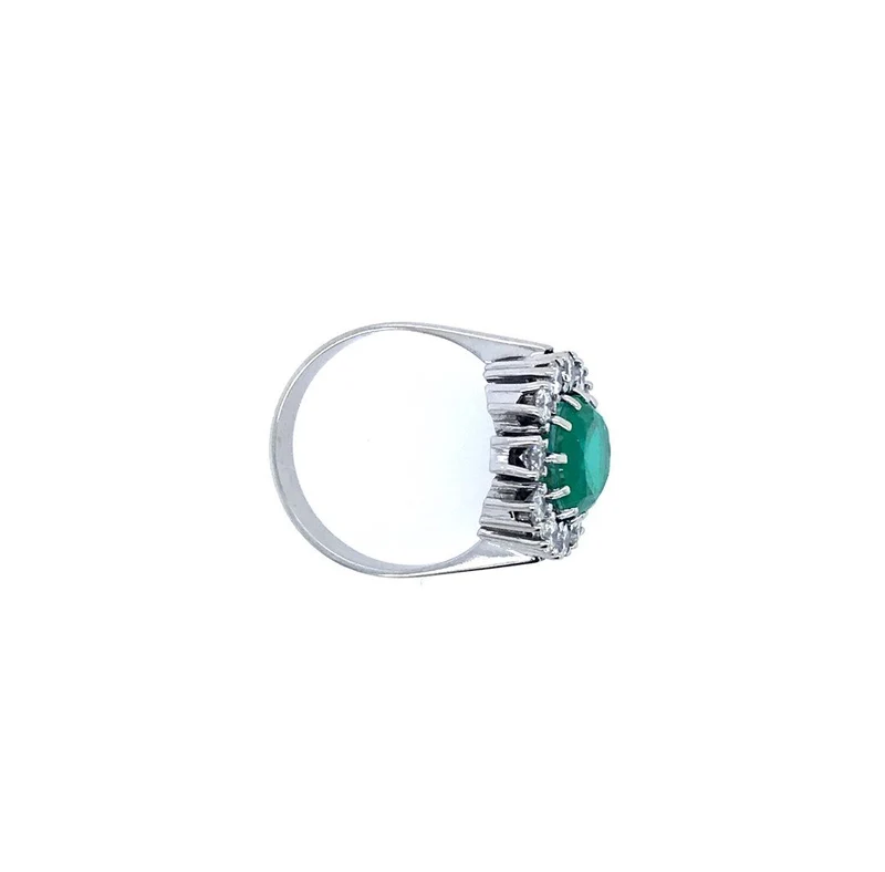Ring Weissgold 585 mit synthetischem Smaragd & Brillanten