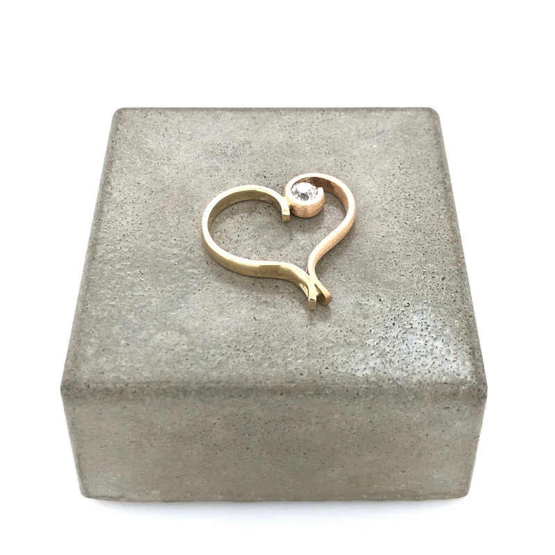 Herz-Anhänger Bicolor Gold 585 mit Diamant