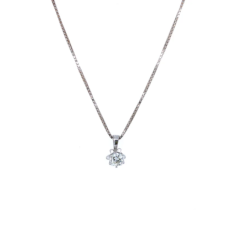 Solitär Kette mit Anhänger Weißgold 333 mit Brillant 0,48 ct.