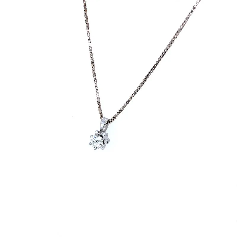 Solitär Kette mit Anhänger Weißgold 333 mit Brillant 0,48 ct.