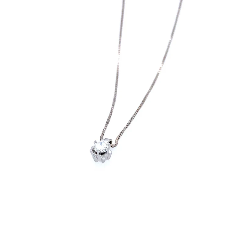 Solitär Kette mit Anhänger Weißgold 333 mit Brillant 0,48 ct.