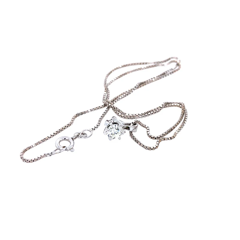 Solitär Kette mit Anhänger Weißgold 333 mit Brillant 0,48 ct.