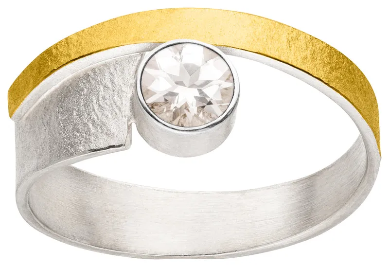 925er Silber Ring feingoldbelegt MANU R1388WTO