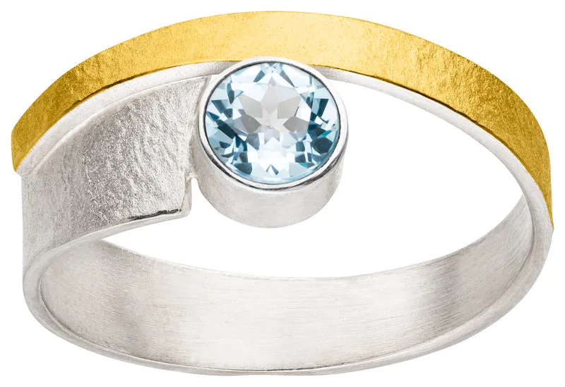 925er Silber Ring feingoldbelegt MANU R1388TO