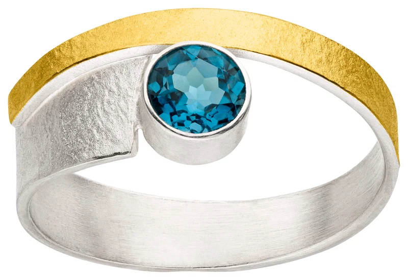 925er Silber Ring feingoldbelegt MANU R1388TL