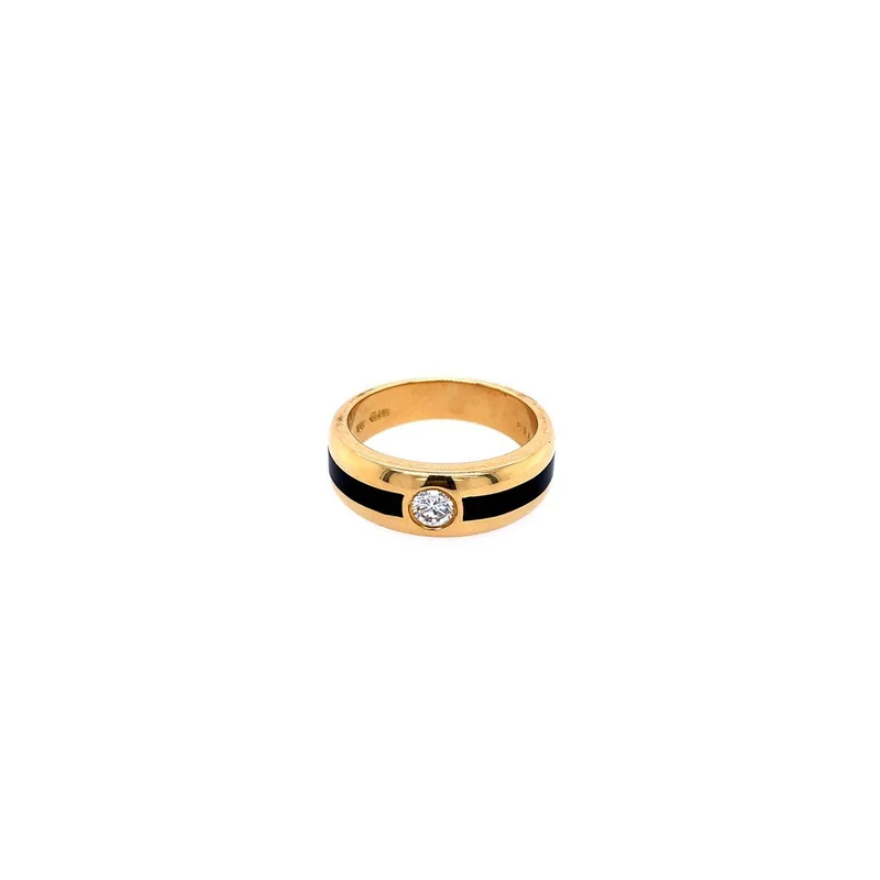 Ring Gelbgold 750 mit Brillant & Onyx