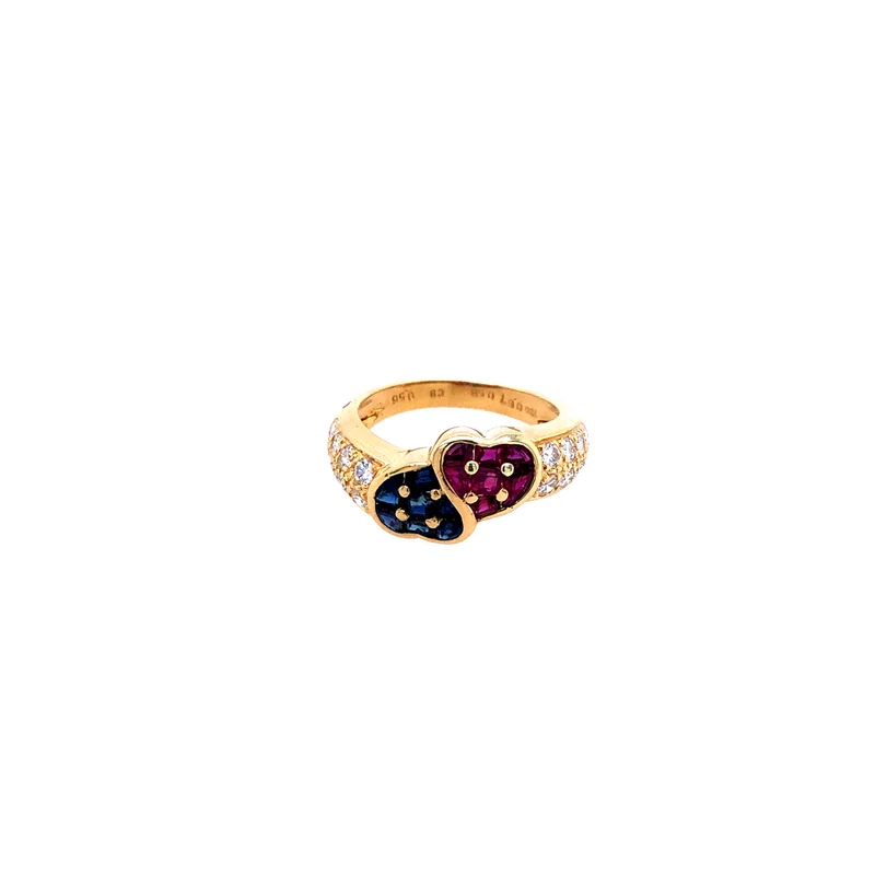 Ring Gelbgold 750 mit Saphiren, Rubinen & Brillanten