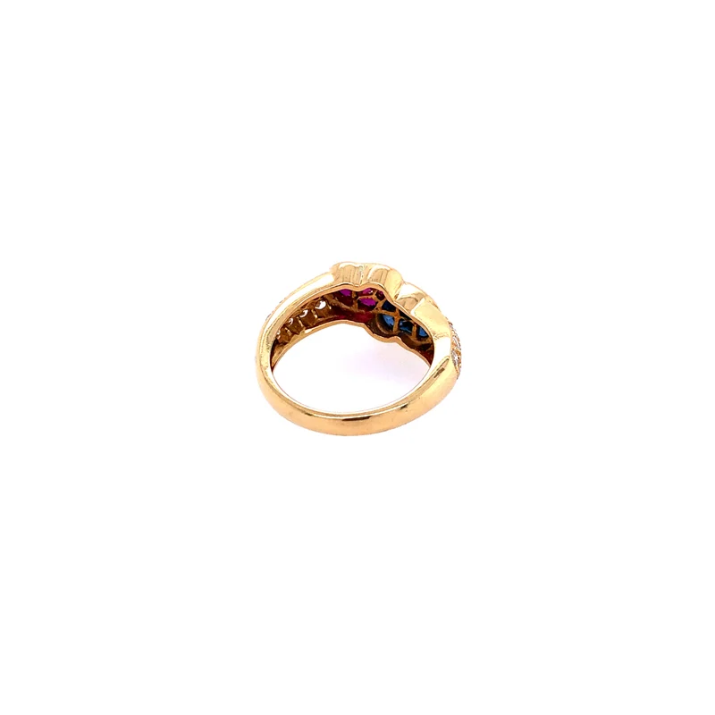 Ring Gelbgold 750 mit Saphiren, Rubinen & Brillanten