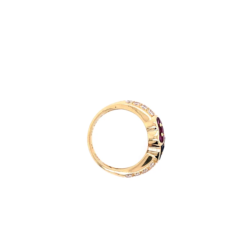 Ring Gelbgold 750 mit Saphiren, Rubinen & Brillanten