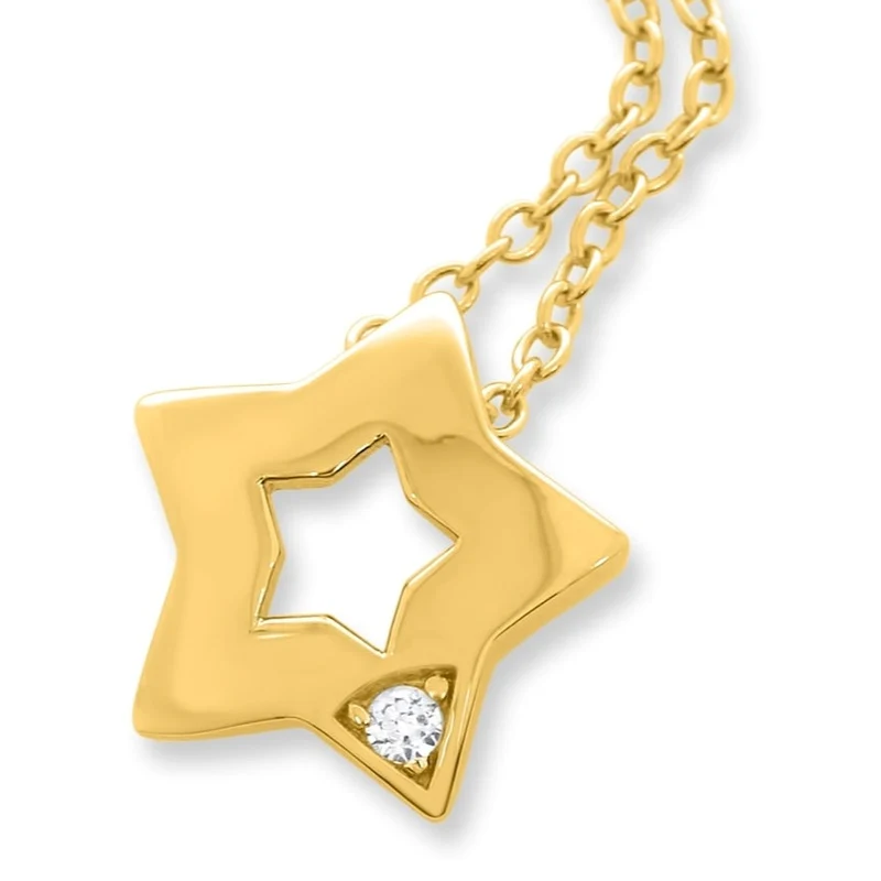 HALSKETTE DAMEN ANHÄNGER STERN KETTE MIT STERN GOLD