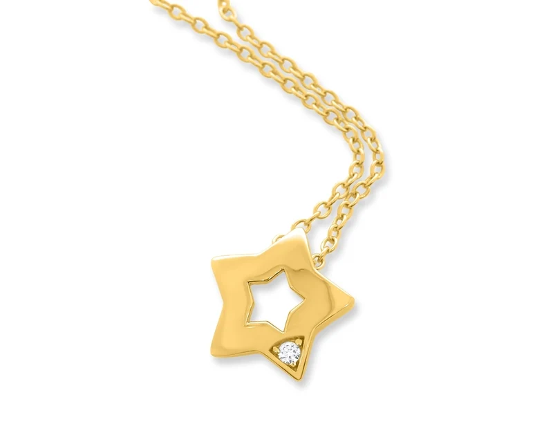HALSKETTE DAMEN ANHÄNGER STERN KETTE MIT STERN GOLD