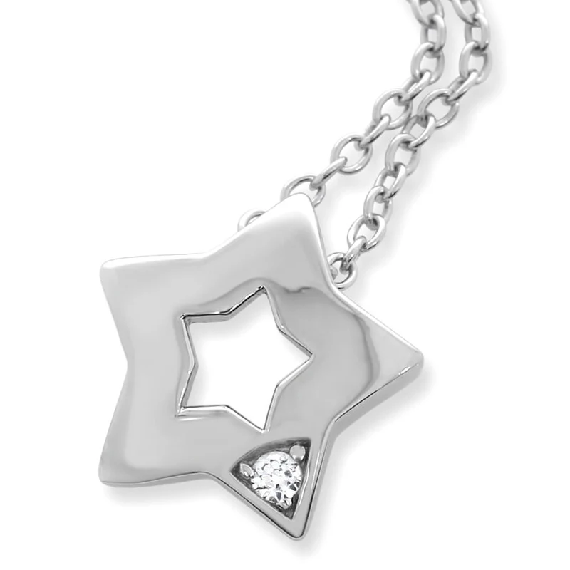 KETTE STERN MIT ZIRKONIA DAMEN STERN ANHÄNGER 925 SILBER