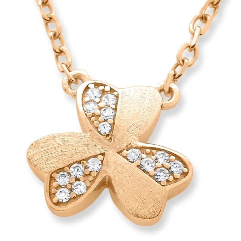 KETTE KLEEBLATT DAMEN ROSEGOLD MIT KLEEBLATTANHÄNGER ZIRKONIA