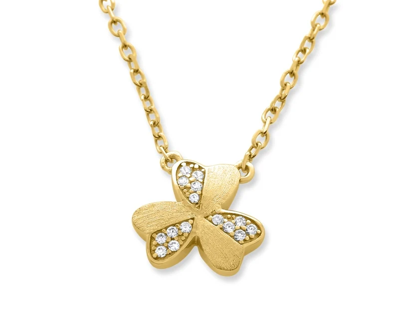 DAMENKETTE MIT KLEEBLATT VERGOLDET ANHÄNGER MIT ZIRKONIA