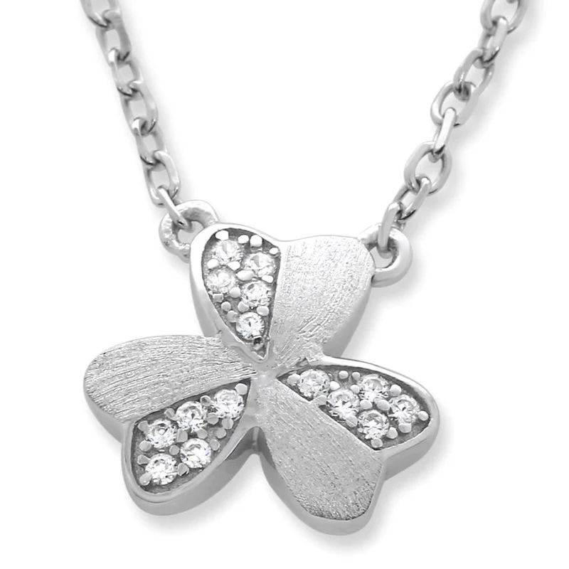 KLEEBLATT ANHÄNGER MIT ZIRKONIA DAMEN KETTE MIT ANHÄNGER