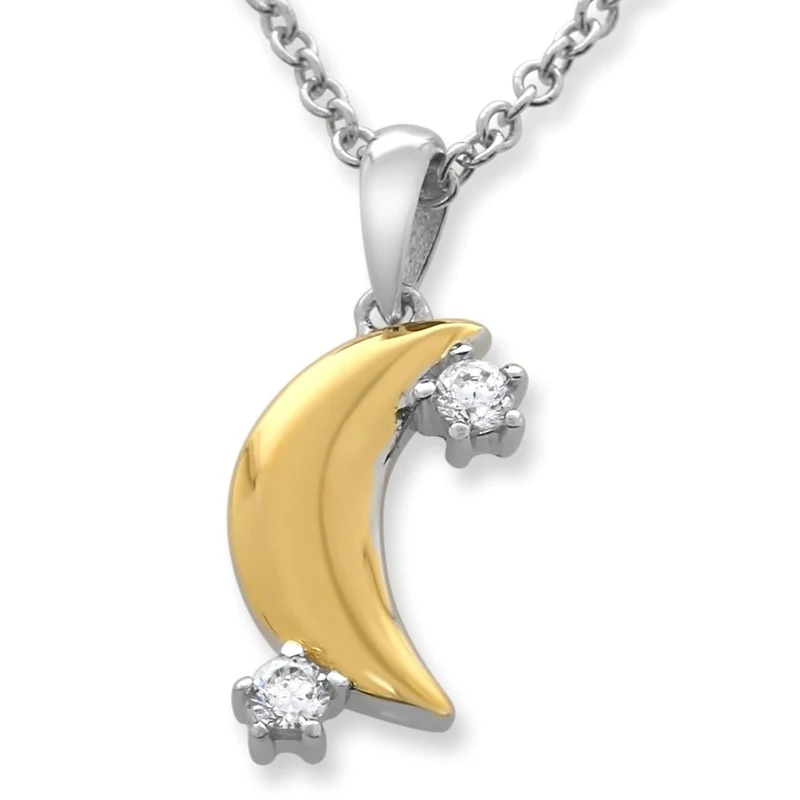 KETTE BICOLOR MOND STERNE, ZIRKONIA, SILBERKETTE, 925 SILBER