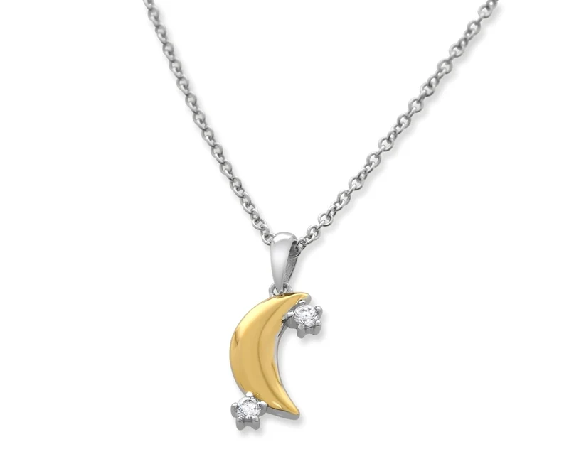KETTE BICOLOR MOND STERNE, ZIRKONIA, SILBERKETTE, 925 SILBER