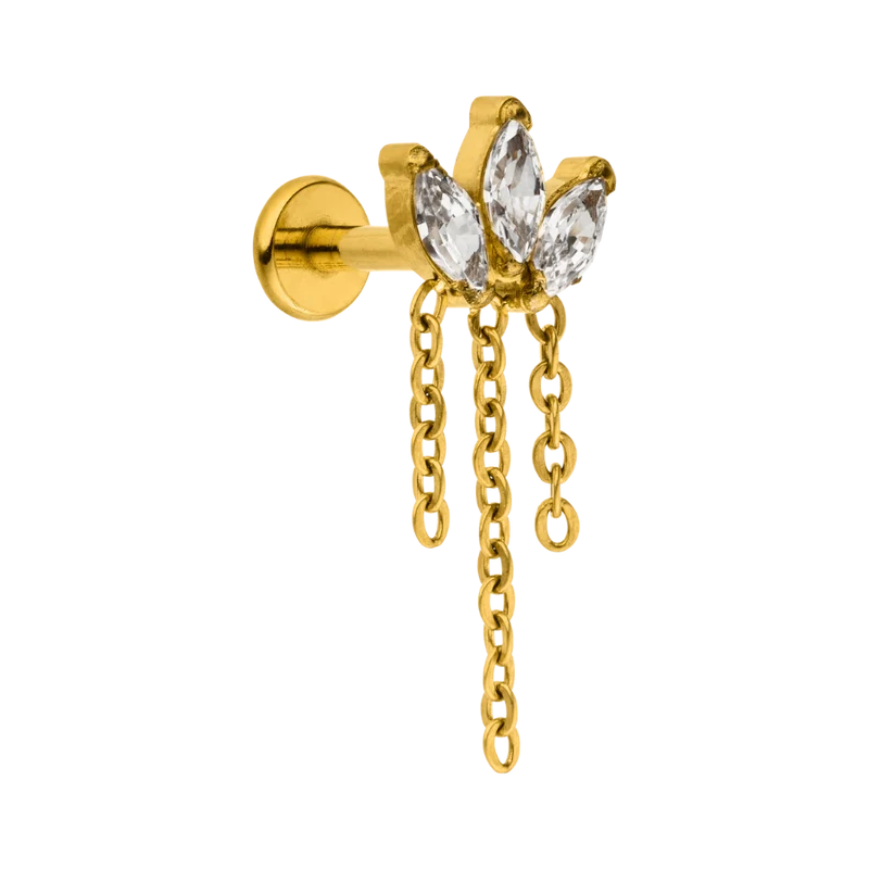 Lotus Flow Labret Piercing 18K Vergoldet