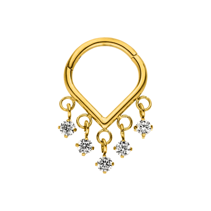 Crystal Drop Clicker Piercing 18K Vergoldet