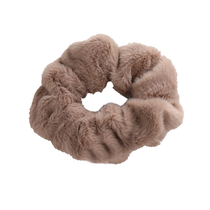 Beige Silky Soft Fluff Scrunchy