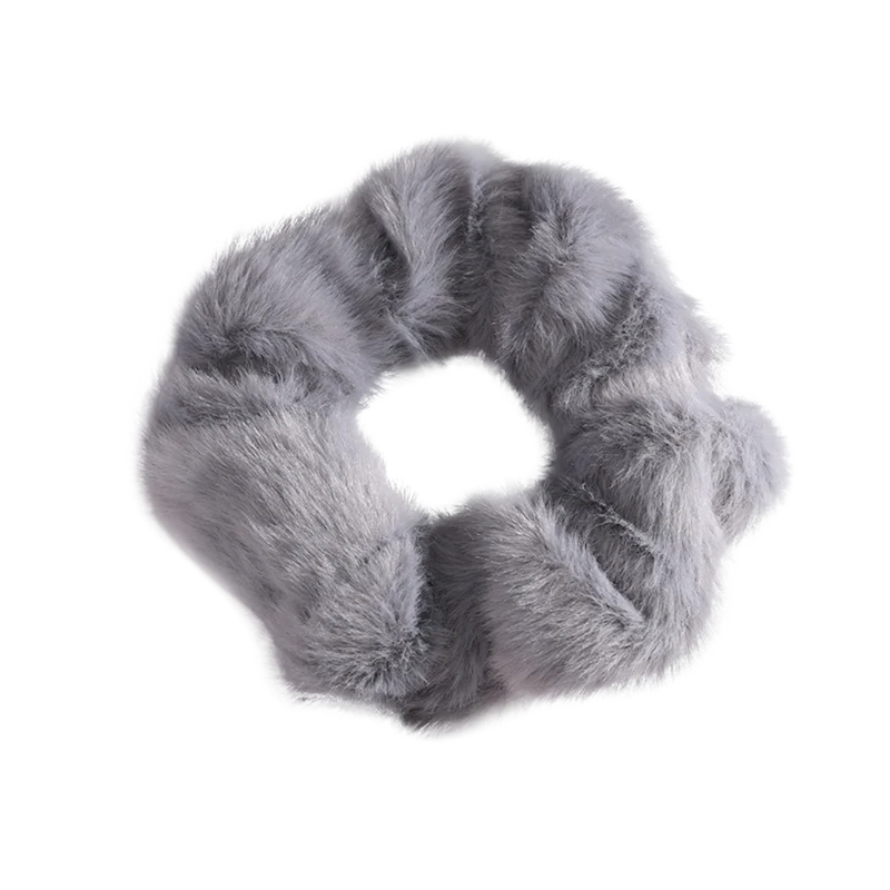 Grey Silky Soft Fluff Scrunchy