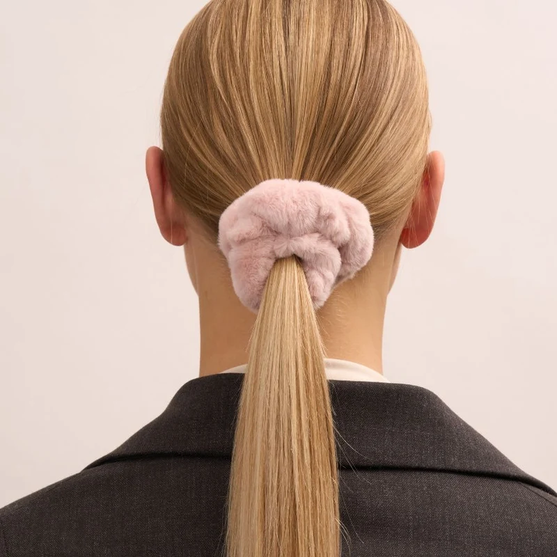 Pink Silky Soft Fluff Scrunchy