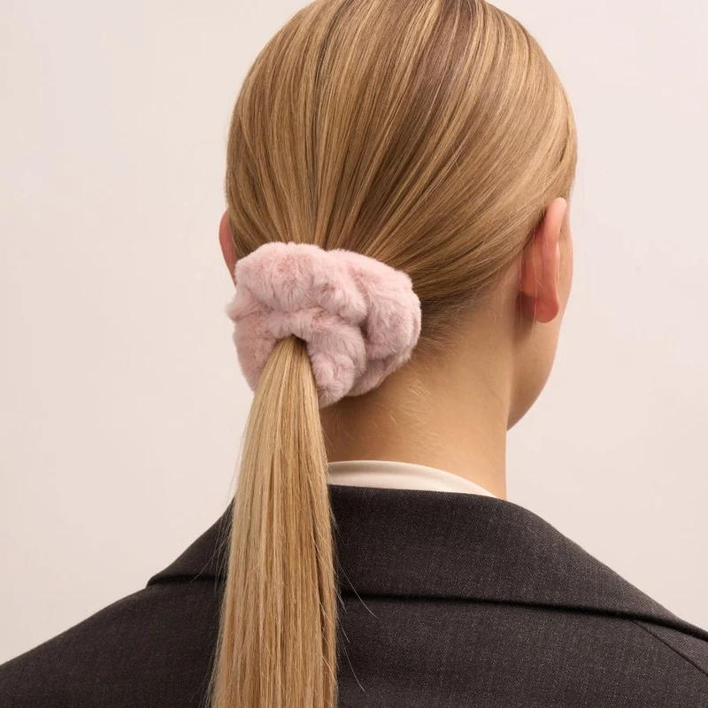 Pink Silky Soft Fluff Scrunchy