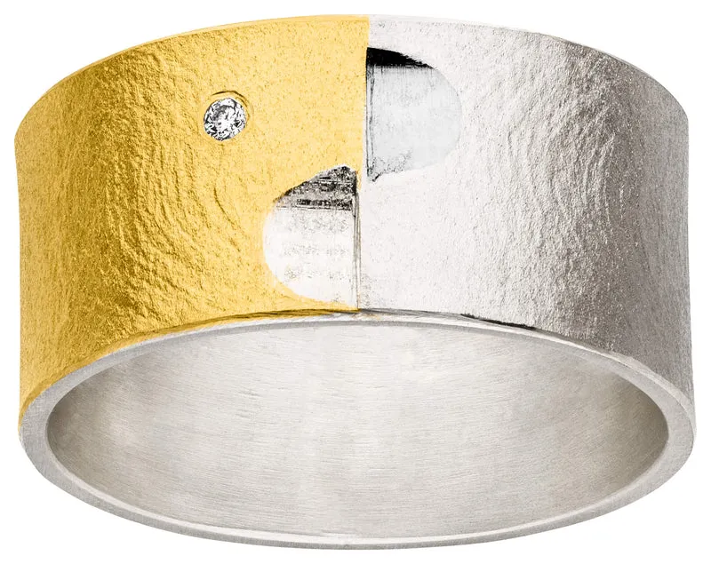 925er Silber Ring feingoldbelegt MANU R1386BR