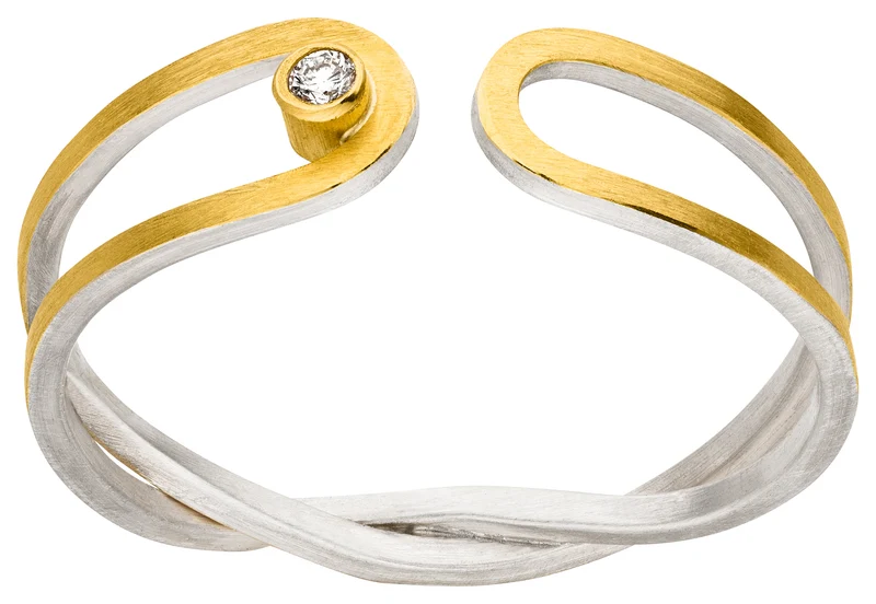 925er Silber Ring feingoldbelegt MANU R1381BR