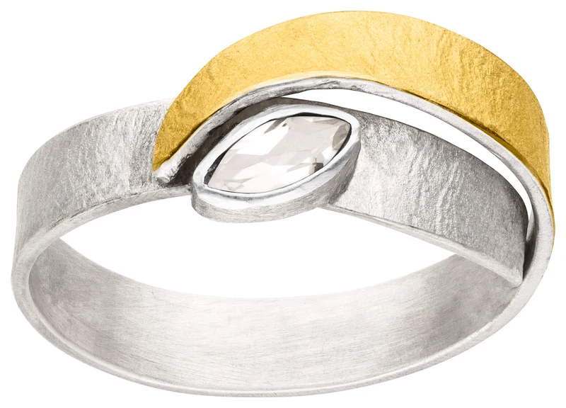 925er Silber Ring feingoldbelegt MANU R1380WTO