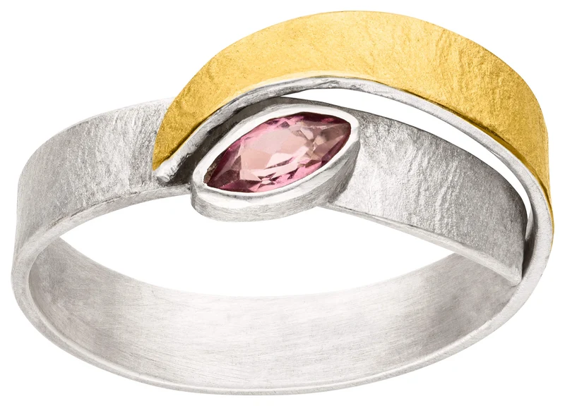925er Silber Ring feingoldbelegt MANU R1380TUR