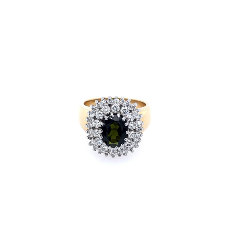 Ring Bicolor Gold 750 mit Turmalin & Brillanten